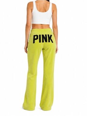 PINK Victoria’s Secret Y2K Neon Yellow Wide Leg Lounge Sweatpants Small